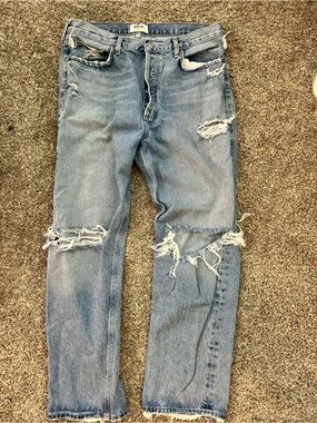 Agolde women’s Light Blue Ripped Straight Jeans